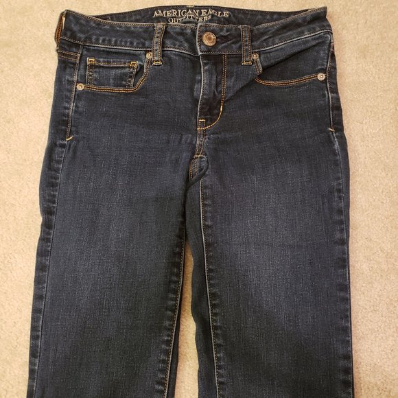 Dark Denim Women's American Eagle Denim Skinny Jeans - Size 2 Long - Picture 3 of 4
